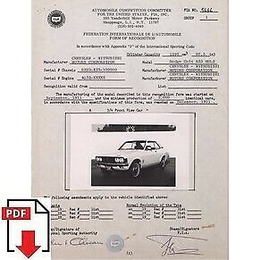 1972 Chrysler Mitsubishi Dodge Colt A53 HUL2 FIA homologation form PDF download